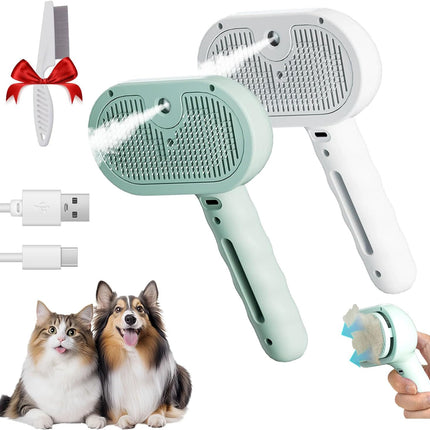 Kivori Pet Grooming Brush, Kivori All in One Pet Grooming Brush, 3-in-1 Pet Water Steam Spray Grooming Comb for Cats and Dogs (2pcs-a)