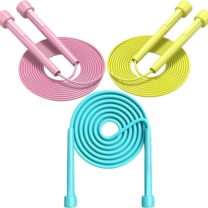 Kids Jump Rope, 3-Pack Set, Jump Rope for Kids 8-12, Beginners, and Adults - Lightweight, Tangle-Free, Adjustable PVC Rope - Jump Rope Kids, Jump Rope for Women (3 pcs)