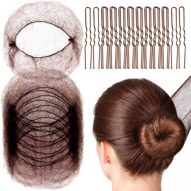 Hair Accessories Set 20PCS Mesh Hair Nets Invisible and 40PCS U Shaped Hair Pins for V1259-DP01-A-2003