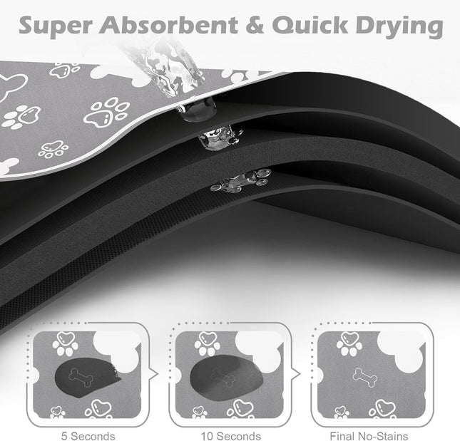 Dog Cat Food Mat Rapid AbsorbentPet Feeding Mat Bone Shaped Dog Placemat Water Bowl Mat – product detail