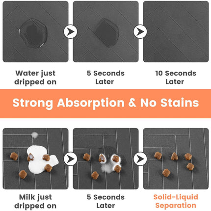 Pet Feeding Mat-Absorbent Pet Placemat for Food and Water Bowl, with Waterproof Rubber Backing, Quick Dry Water Dispenser Mat for Dog and Cat (12"x20", Striped Dark Gray)