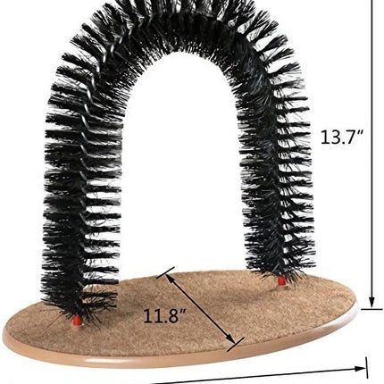 Cat Self Groomer, Scratching Post & Interactive Toys - Arch Scratcher with Brush for Grooming & Shedding, Scratch Pad, and Catnip