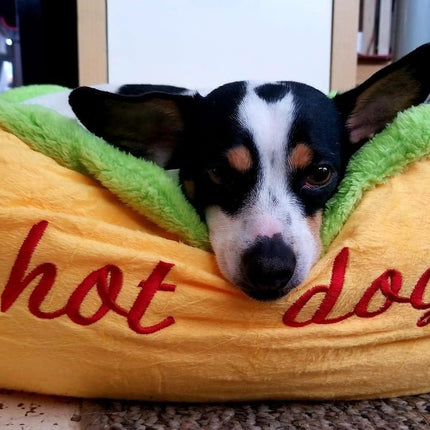 Hotdog Design Dog Bed - Soft, Removable & Washable Pet Mat for Small Dogs