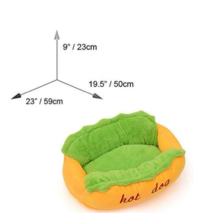 Hotdog Design Dog Bed - Soft, Removable & Washable Pet Mat for Small Dogs