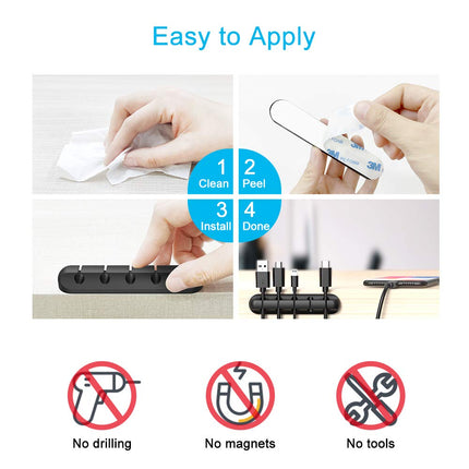 Adhesive Cable Clips, Cord Holder Cable Management, Cord Organizer USB Cable Power Wire/Cord, 2 Packs Cable Organizer for Car Home and Office (5, 3 Slots)