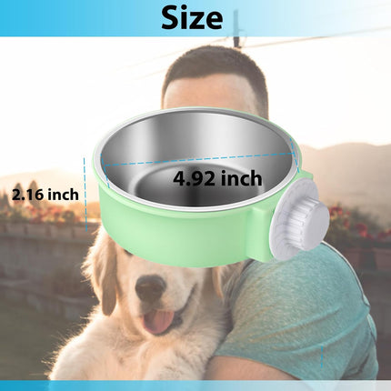 2 Pieces Crate Dog Bowl, Removable Stainless Steel Pet Kennel Hanging Food Water Feeder Bowl Cage Coop Cup for Puppy Medium Dog Cat Rabbit Ferret Bird