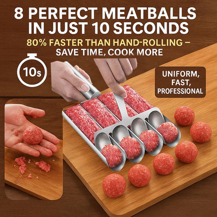 Meatball Maker Tool, 304 Stainless Steel Kitchen Manual Non Stick Meatball Maker, Portable Meatball Spoon Ball Maker Kitchen Restaurant Must Have Meatball Making Set，Home Cooking Tools (4-channel)