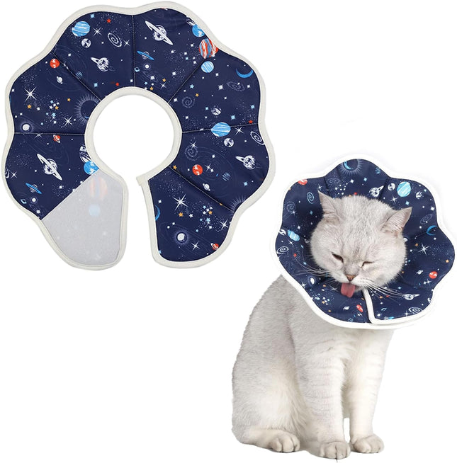 Soft Cat Recovery Collar Adjustable Cat Cone Cat Protective Cone Collar After Surgery for Cats (Starry Sky