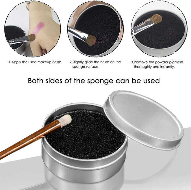 Set of 8 Brush Color Removal Sponge 4 Pieces Makeup Brush Quick Cleaner Sponge with 4 Replacement Sponges – product detail
