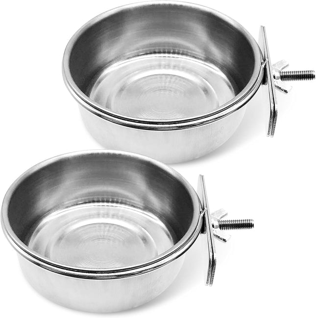 Bird Feeding Dish Cups Parrot Food Bowl Clamp Holder Coop Cup 2PCS Bird Cage Water V1259-DP01-A-2085
