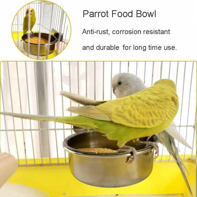 Bird Feeding Dish Cups Parrot Food Bowl Clamp Holder Coop Cup 2PCS Bird Cage Water – product detail