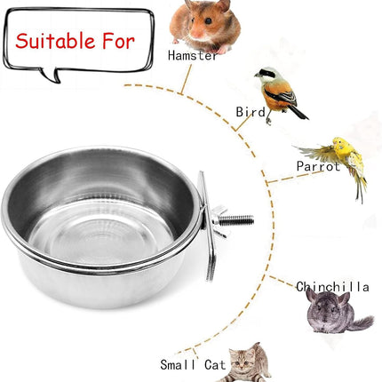 Bird Feeding Dish Cups Parrot Food Bowl Clamp Holder Coop Cup, 2PCS Bird Cage Water Bowl for Parakeet African Greys Conure Cockatiels Lovebird Budgie Chinchilla