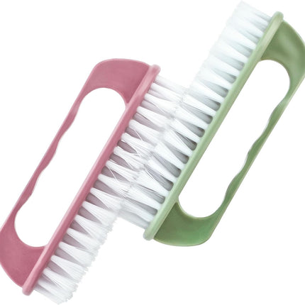 Hand Nail Cleaning Brush, 2 Pcs Durable Stiff Bristles Fingernails Scrub Cleaner with Handle(Pink, Green)