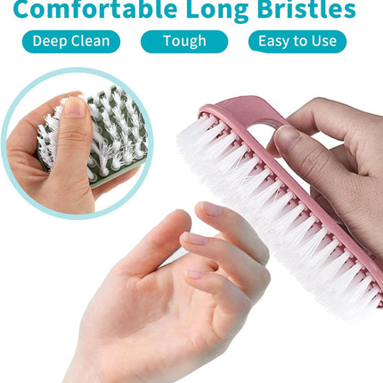 Hand Nail Cleaning Brush, 2 Pcs Durable Stiff Bristles Fingernails Scrub Cleaner with Handle(Pink, Green)