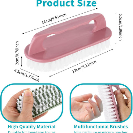Hand Nail Cleaning Brush, 2 Pcs Durable Stiff Bristles Fingernails Scrub Cleaner with Handle(Pink, Green)
