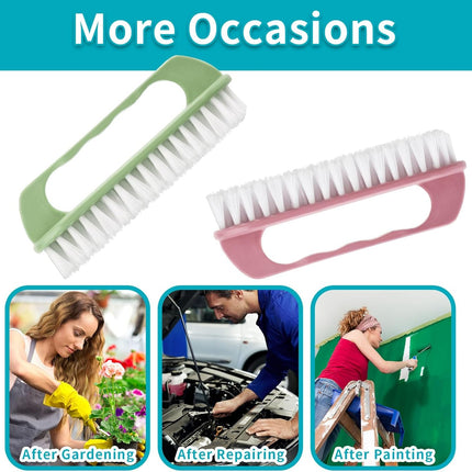 Hand Nail Cleaning Brush, 2 Pcs Durable Stiff Bristles Fingernails Scrub Cleaner with Handle(Pink, Green)