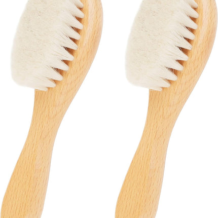 Baby Hair Brush, 2 Pcs Baby Hair Brush with Wooden Handle, Natural Soft Goat Bristles Cradle Cap Brush for Newborns & Toddlers