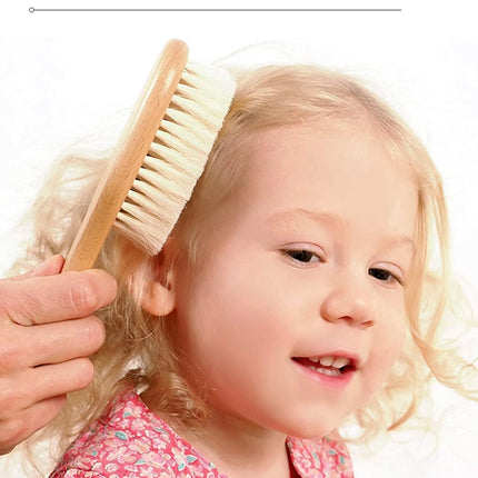 Baby Hair Brush, 2 Pcs Baby Hair Brush with Wooden Handle, Natural Soft Goat Bristles Cradle Cap Brush for Newborns & Toddlers