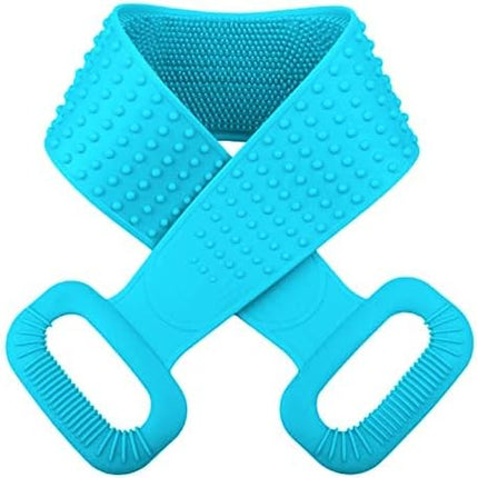 Silicone Back Scrubber for Shower with Handles, 35.5 Inches/90 Cm Exfoliating Double-Sided Back Washcloth Bath Tool for Use in Shower, Massage Body Washer with Handle for Men and Women Black