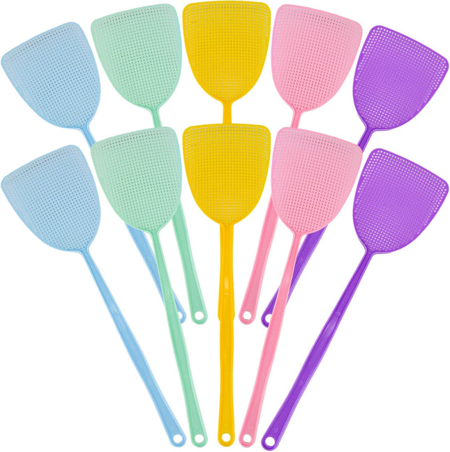 Plastic Fly Swatter 10 Pack Multi-Color Strong Fly Killer Manual Pest Control Fly Catcher for Indoor