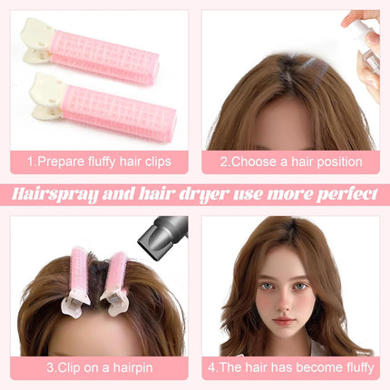 6Pcs Volumizing Hair Clips - Hair Volume Clips for Fluffy Bangs, Spong Bun Updo Volumizing Hair Root Clips Hair Comb Tool (Pink)
