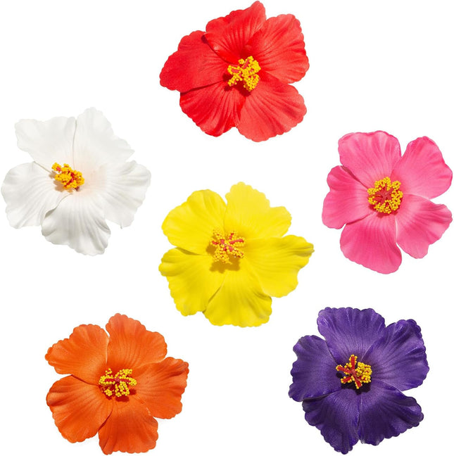 Hawaiian Flower Hair Clips for Women 6Pcs Hibiscus Hair Clips for Thick Thin Hair 3.5 Inch Artificial – product detail