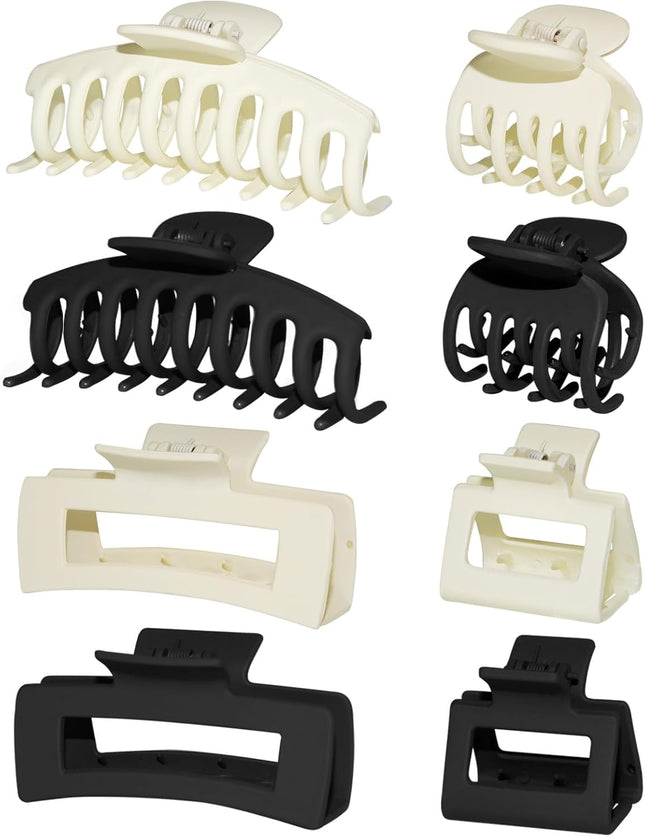 4 Style Hair Clips for Women 8 Pcs 4.3 Inch Large Hair Claw Clips for Thick (Black Plus V1259-DP01-A-2174