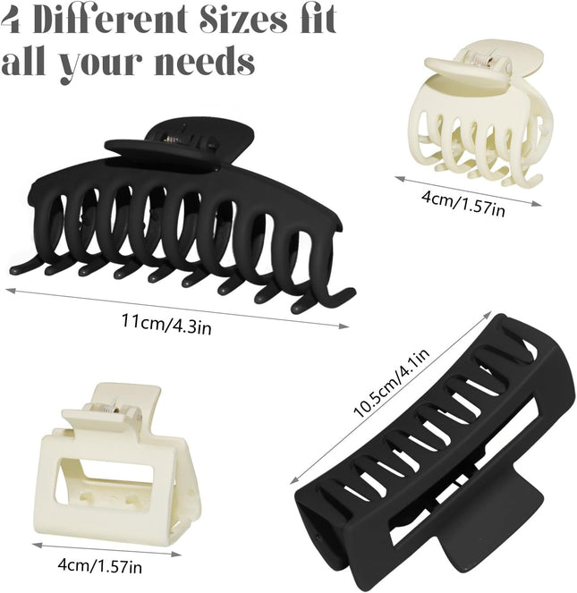 4 Style Hair Clips for Women 8 Pcs 4.3 Inch Large Hair Claw Clips for Thick (Black Plus – product detail