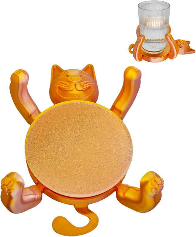 Funny Cat Coasters Cup Cuddler 3D Creative Coasters for Drinks Bars Party Birthday Gifts for in White
