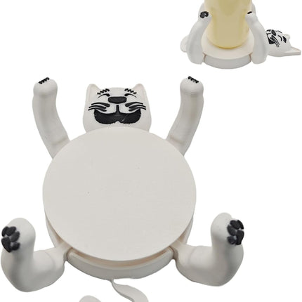 Funny Cat Coasters Cup Cuddler, 3D Printed Creative Coasters for Drinks, Bars, Party, Birthday Gifts for Cat Lovers, Home Decor Housewarming and White Elephant Gifts Ideas (Black+White)
