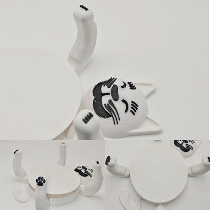 Funny Cat Coasters Cup Cuddler, 3D Printed Creative Coasters for Drinks, Bars, Party, Birthday Gifts for Cat Lovers, Home Decor Housewarming and White Elephant Gifts Ideas (Black+White)