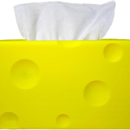 Cheese Automatic Sinking Tissue Box Cover, Stylish Rectangle Sunken Tissue Box Holder with Pull-Out Bottom, Decorative Tissue Cover for Bathroom Toilet Bedroom Table Desk Office (Yellow)