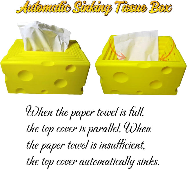 Cheese Automatic Sinking Tissue Box Cover Stylish Rectangle Sunken Tissue Box Holder with Pull-Out Bottom – product detail