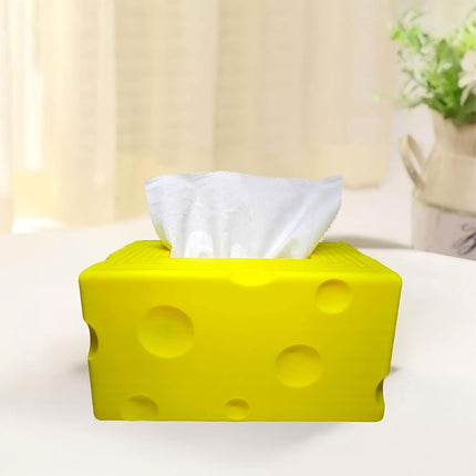 Cheese Automatic Sinking Tissue Box Cover, Stylish Rectangle Sunken Tissue Box Holder with Pull-Out Bottom, Decorative Tissue Cover for Bathroom Toilet Bedroom Table Desk Office (Yellow)