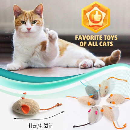 12 Pack Cat Mouse Toy, Soft Plush Catnip Mice Toys with String Tails Interactive Play for Cat, Puppy, Kitty Kitten