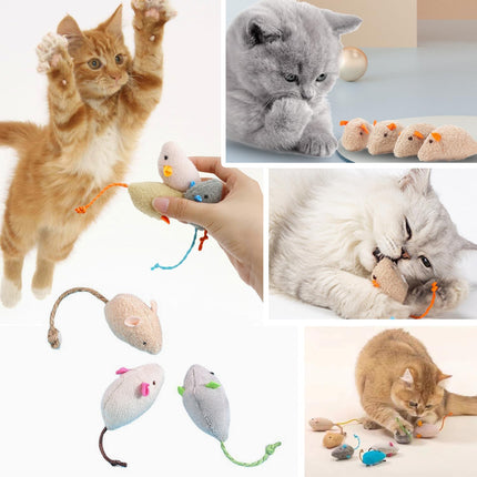 12 Pack Cat Mouse Toy, Soft Plush Catnip Mice Toys with String Tails Interactive Play for Cat, Puppy, Kitty Kitten