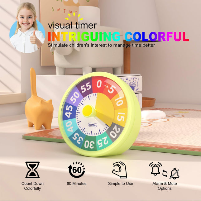 60 Minute Visual Timer for Classroom Kids Teachers 4-Inch Countdown Timer for Kitchen Cooking Toddler – product detail