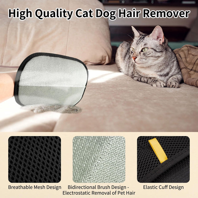 2PCS Double-Sided Pet Hair Remover Gloves Electrostatic Cat Dog Pet Grooming Gloves Pet Hair Remover – product detail