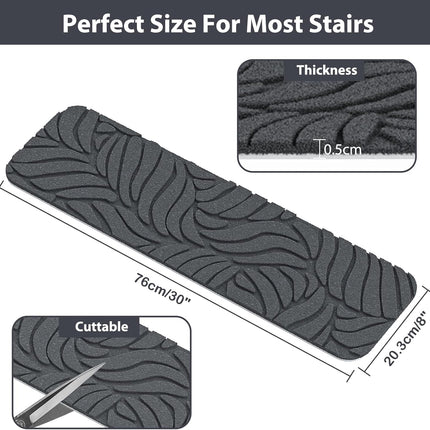 Stair Treads Non Slip for Wooden Steps, 8" X 30" (15-Pack) Stair Runner Carpet Treads Indoor with Reusable Adhesive, Stairslide Carpets Rugs Safety Mats for Elders, Kids & Dogs