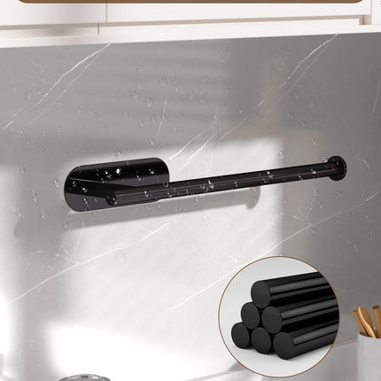 Thickened Steel Paper Towel Holders Under Cabinet for Kitchen, Bathroom, SUS304 Stainless Steel Pipe Hanging Paper Towel Rack Wall Mount, Self-Adhesive and Screws, Black
