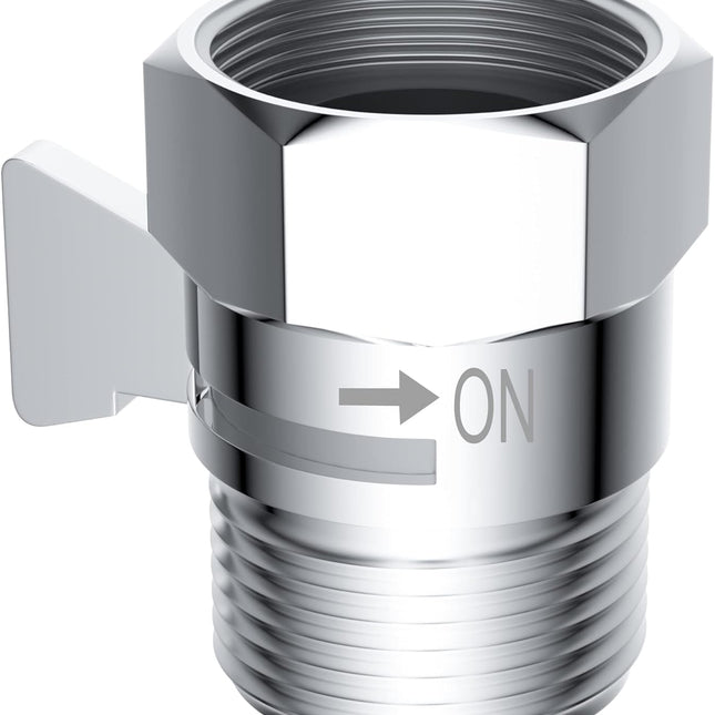 All Metal Shower Head Flow Control Valve G1/2 Brass Shut-Off Valve with Handle Lever Shower Head Valve Water Flow Control Valve Regulator Shut Off Valve for Hand Shower,Bidet Sprayer- Chrome