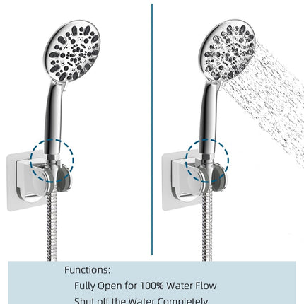 All Metal Shower Head Flow Control Valve G1/2 Brass Shut-Off Valve with Handle Lever Shower Head Valve Water Flow Control Valve Regulator Shut Off Valve for Hand Shower,Bidet Sprayer- Chrome