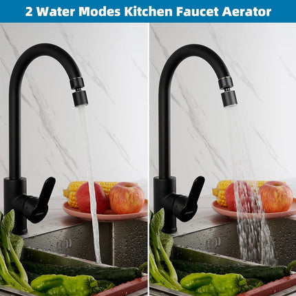 NSF/ANSI/CAN 61 Certified Faucet Aerator, CUPC Certification 360° Swivel Kitchen Sink Aerator, 2-Flow Sink Sprayer Attachement, Faucet Replacement Part 55/64 Inch Female Thread - Matte Black