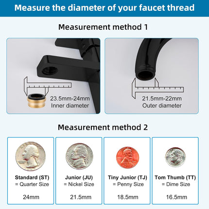 NSF/ANSI/CAN 61 Certified Faucet Aerator, CUPC Certification 360° Swivel Kitchen Sink Aerator, 2-Flow Sink Sprayer Attachement, Faucet Replacement Part 55/64 Inch Female Thread - Matte Black