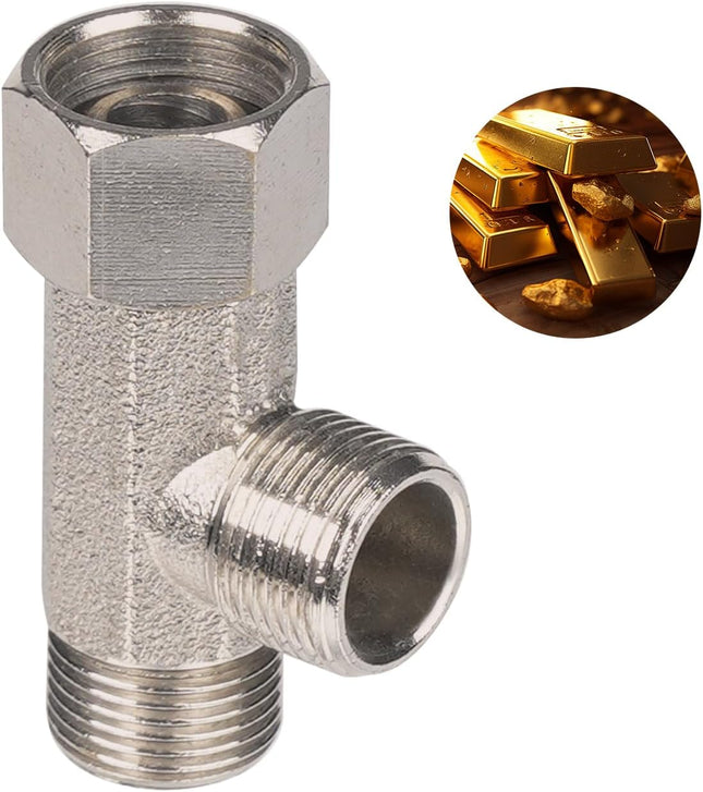 Bidet T Adapter Metal T Valve for Bidet(3/8 x 3/8 x 3/8) 3 Way Tee Connector Bidet Attachment for Toilet