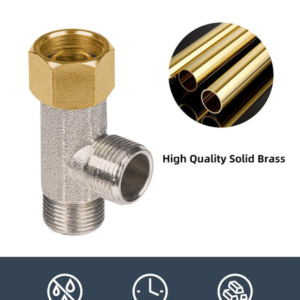 Bidet T Adapter, Metal T Valve for Bidet(3/8” x 3/8” x 3/8”), 3 Way Tee Connector Bidet Attachment for Toilet