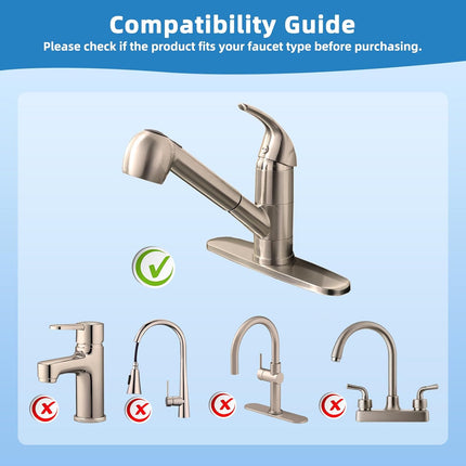 Replacement Sprayer Pull Out Spray Head for Kitchen Sink Faucet G1/2 or 13/16inch Thread 2-Function Stream Aerated Flow- Brushed Nickel