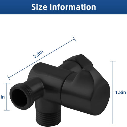 All Metal Solid Brass Shower Arm 3-Way Diverter Valve for Hand Shower and Fixed Shower Head, G1/2'' Shower Arm T Adapter, Bathroom Universal Shower System Replacement Part, Matte Black