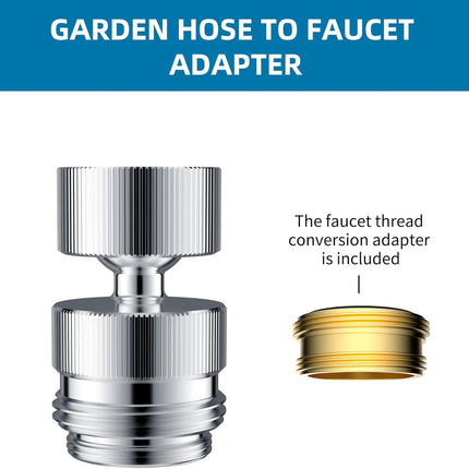 Sink Faucet to Garden Hose Adapter, 360-Degree Swivel 55/64 Inch Female Thread, Sink Hose Attachment for Faucet Adapter Connector, Chrome