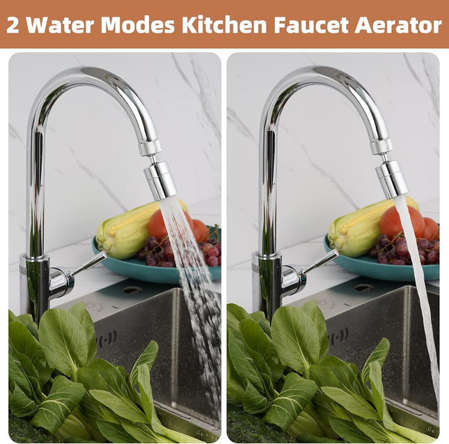 Dual-Function Female Faucet Aerator 1.8 GPM Extra Big Angle Rotate Kitchen Sink Aerator Sprayer Head – product detail